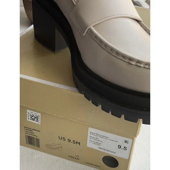 Michael Kors Rocco Block Heeled Loafer Leather LT Cream 9.5 - Picture 7 of 7